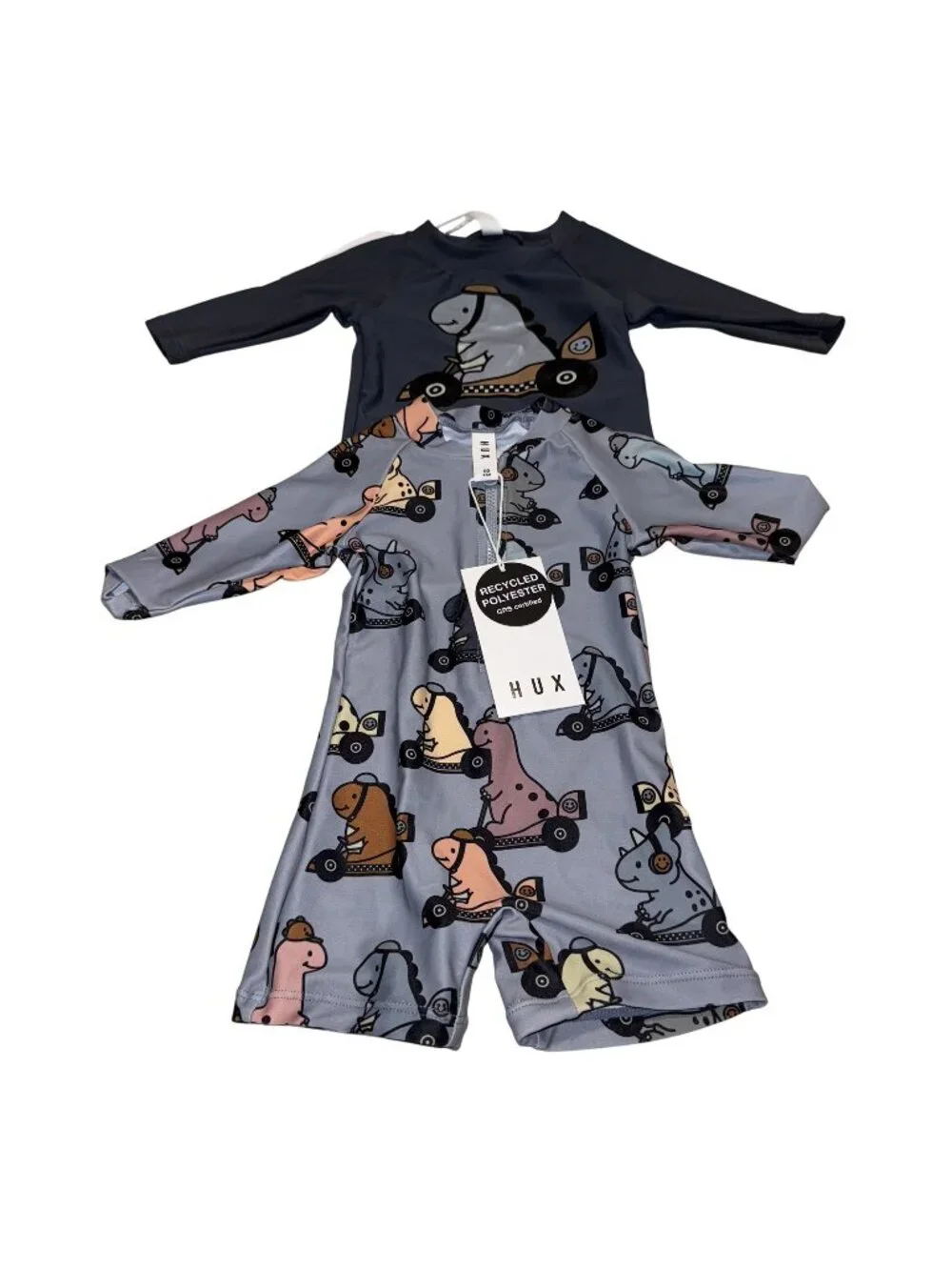 NWT HUX Baby Dino Racer Rashguard & Long Sleeve Zip Shortie Baby Size 3-6 Months